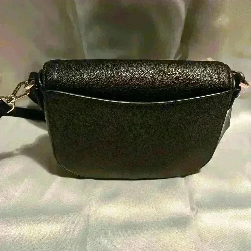 INCREDIBLE Kate Spade Saddle Bag BlK Pebbled Leather YLW Daffodil Leather Small - Picture 6 of 11